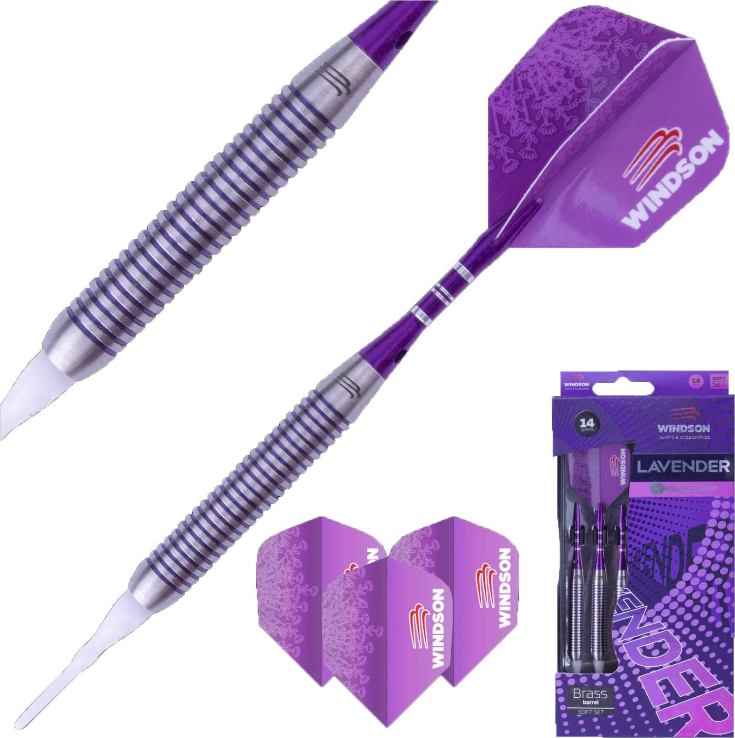 Windson LAVENDER 14G – set šipek s plastovými hroty
